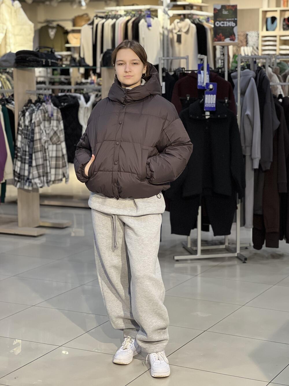 Куртка LP 080055 пуховик короткий з капюшоном т.шоколад, L