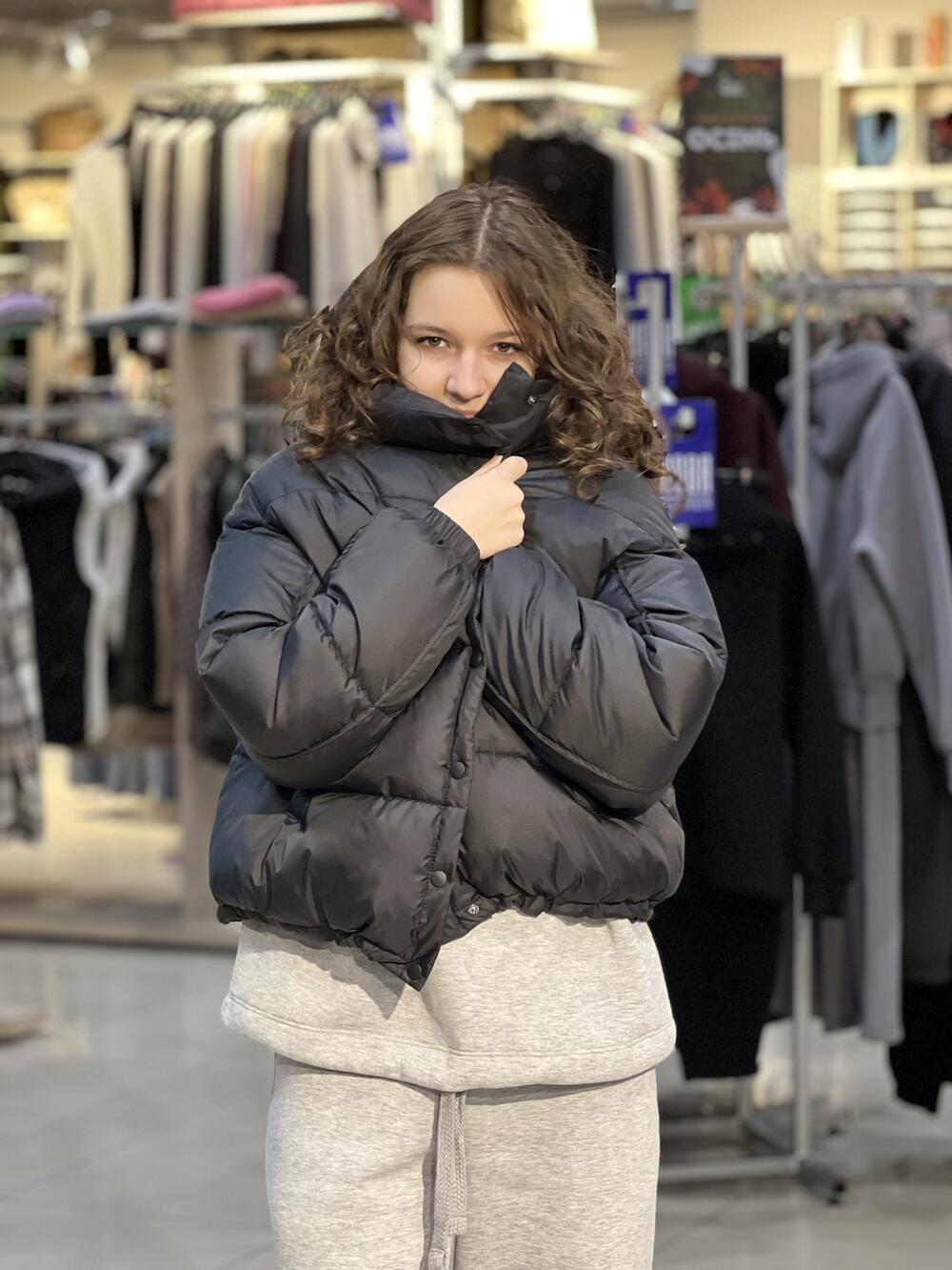 Куртка LP 080055 пуховик короткий з капюшоном чорний, M