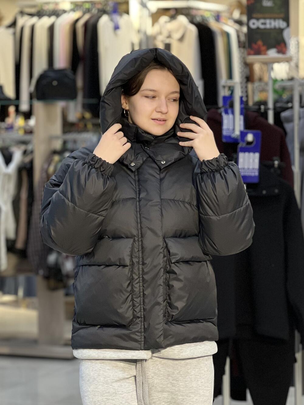 Куртка LP Ніка пуховик з кишенями чорний, 50