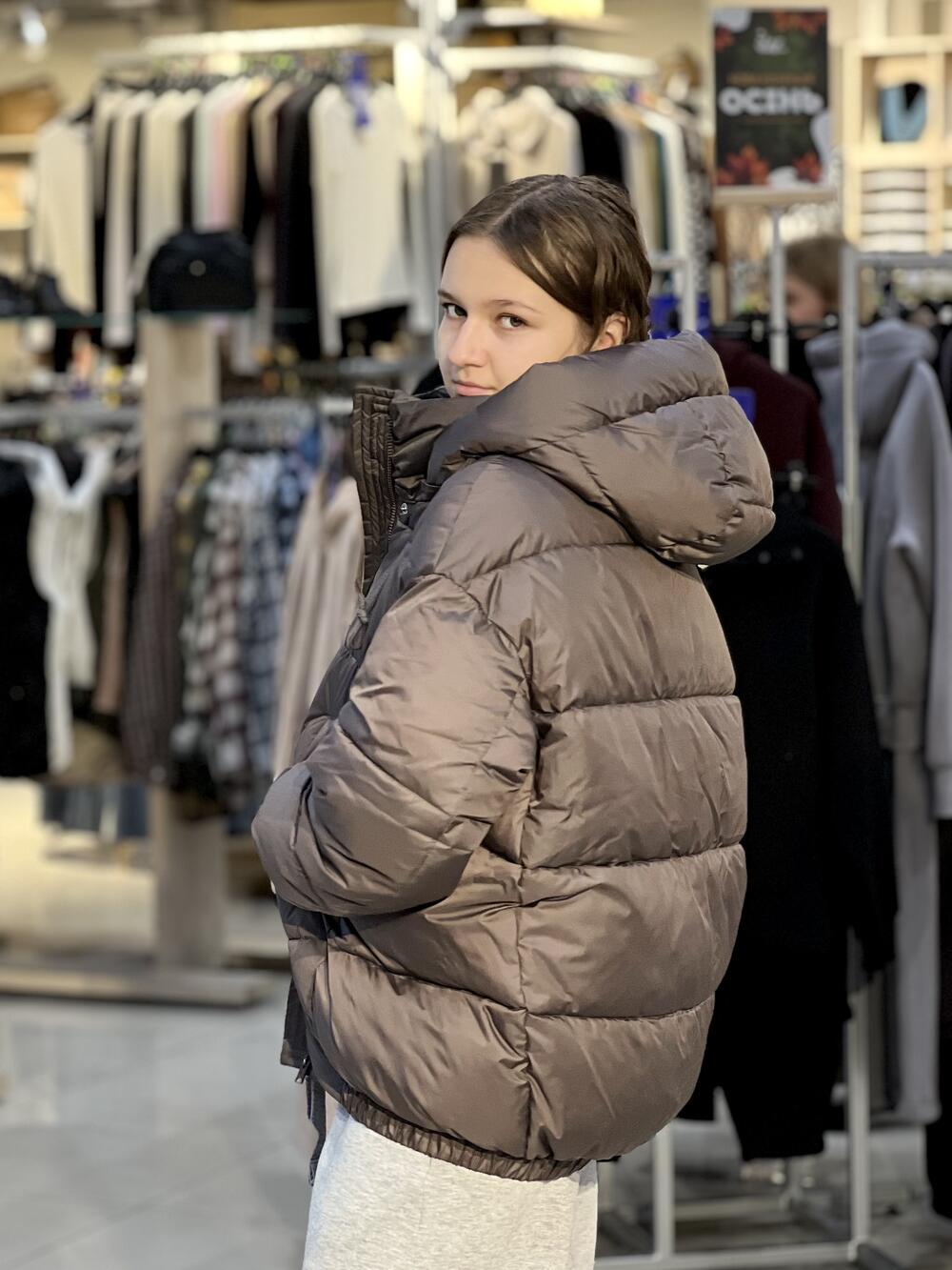 Куртка LP Аннет пуховик подовжений шоколад, 48