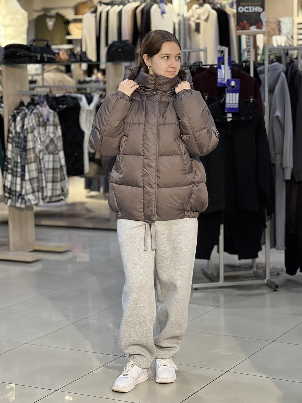 Куртка LP Аннет пуховик подовжений шоколад, 48