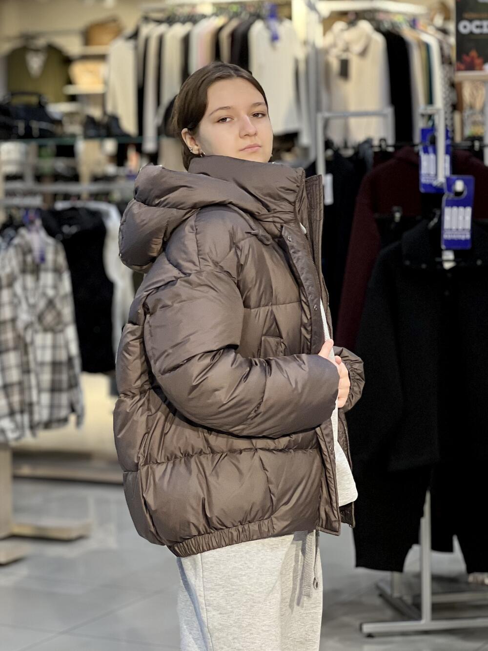 Куртка LP Аннет пуховик подовжений шоколад, 48