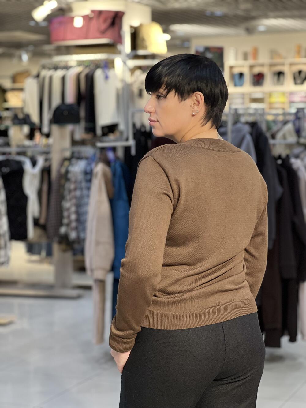 Пуловер LP 2886 д/р тонкий шоколад, 42-44