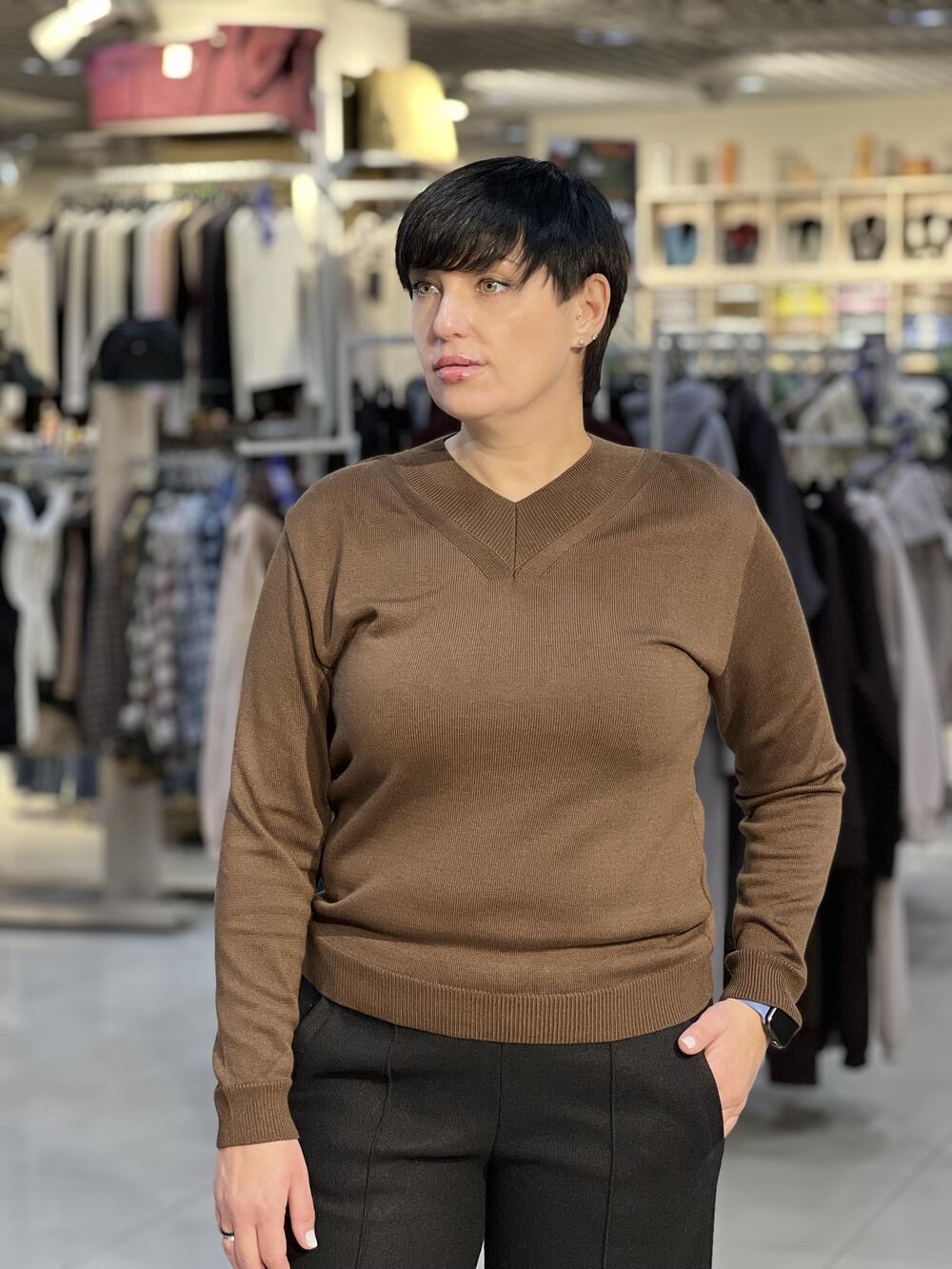 Пуловер LP 2886 д/р тонкий шоколад, 42-44