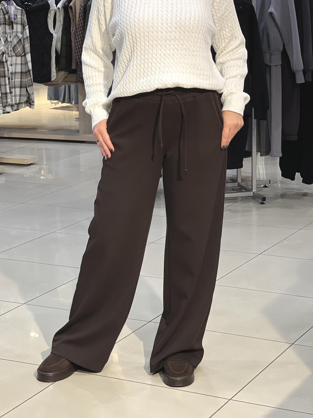 Брюки LP 241039 широкі на резинці щильний рубчик 