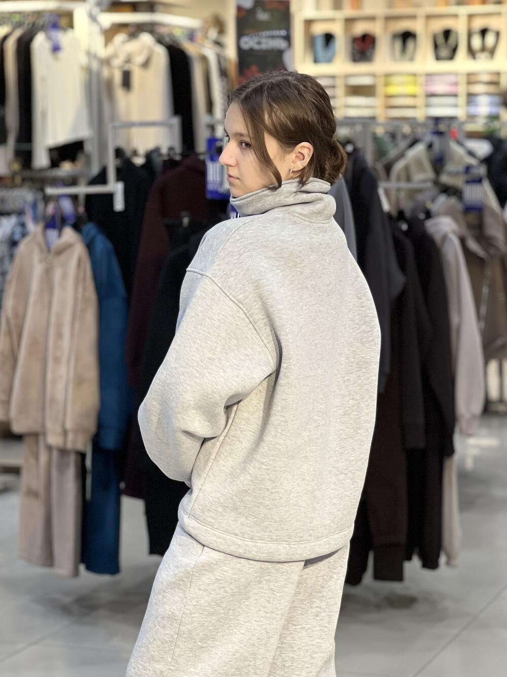 Світшот LP LC049s поло з кнопками сірий меланж, L