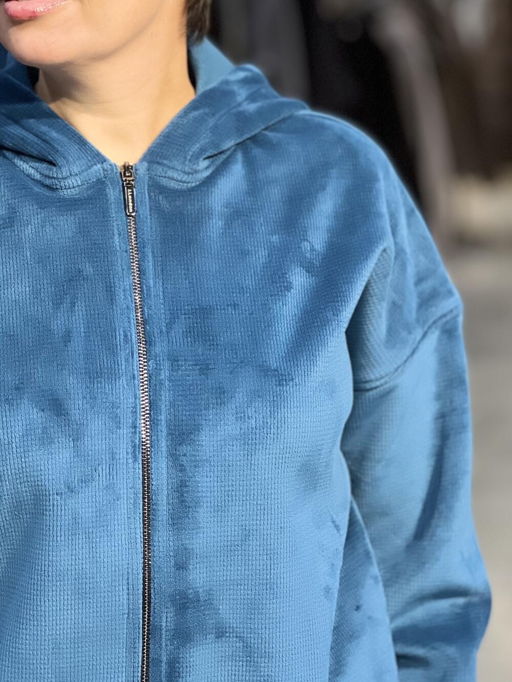 Костюм LP 3080 худі і брюки вельвет на флісі морський, 40-46