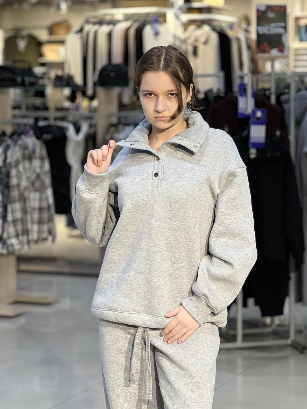 Світшот LP LC049s поло з кнопками сірий меланж, S