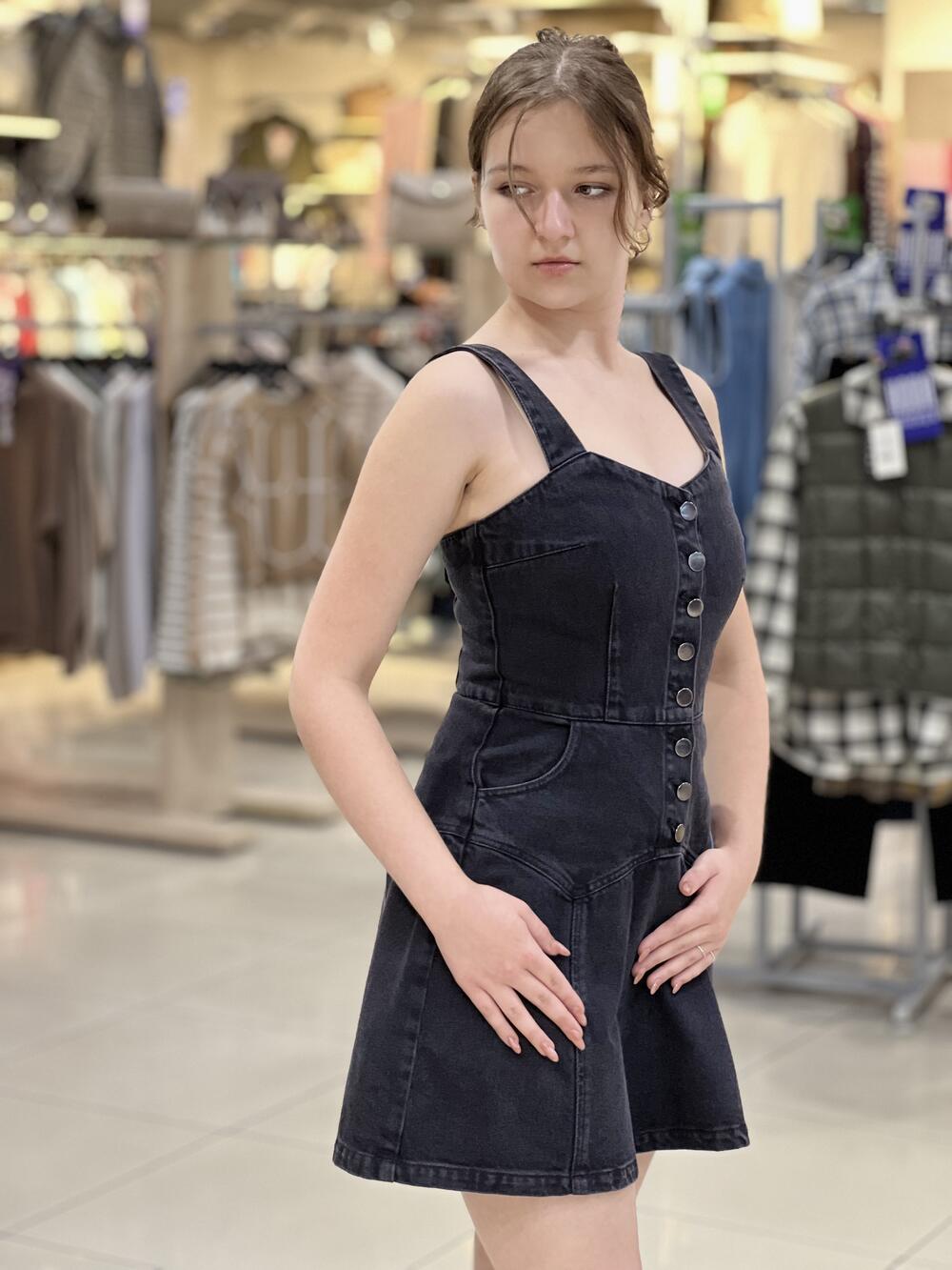 Сарафан LP 4506 короткий джинс чорний, S