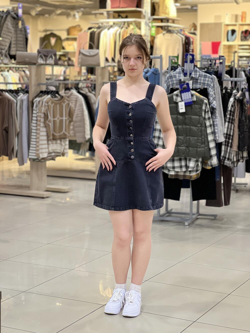 Сарафан LP 4506 короткий джинс чорний, M