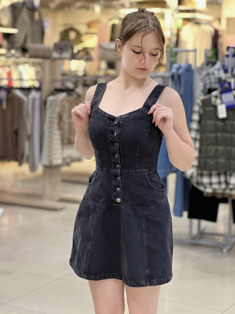 Сарафан LP 4506 короткий джинс чорний, XS