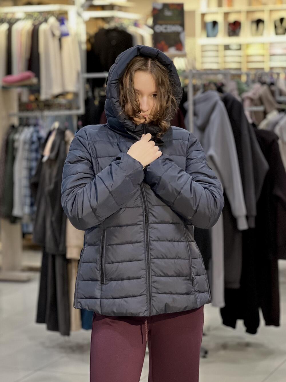 Куртка LM L06053 J-NORDIC стограмівка стьобана з капюшоном т.синій, S