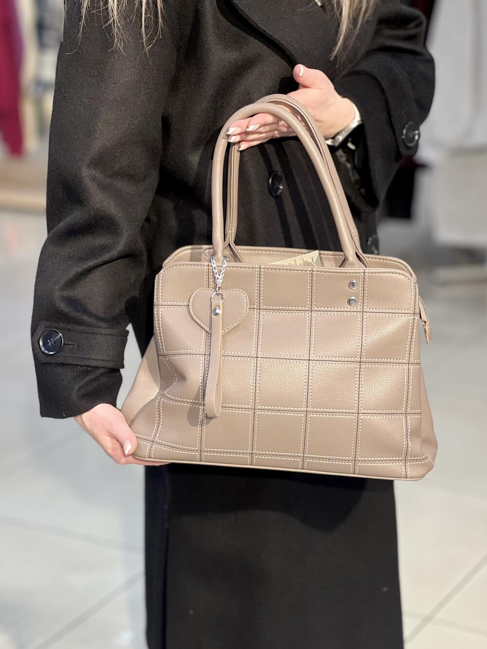 Сумка VOILA 8593 каркасна стьобана екошкіра капучино