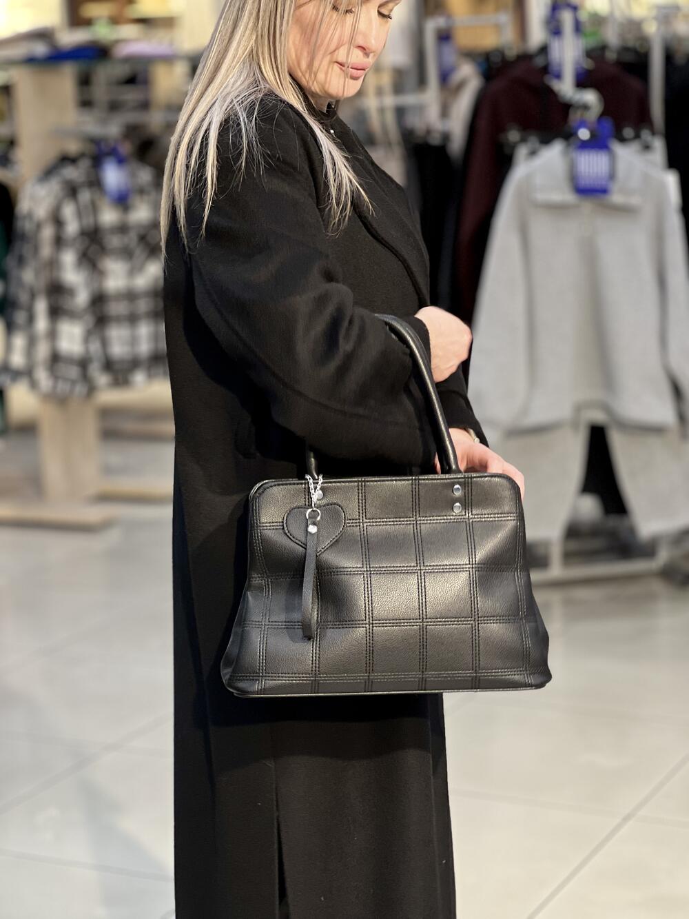 Сумка VOILA 8593 каркасна стьобана екошкіра чорний