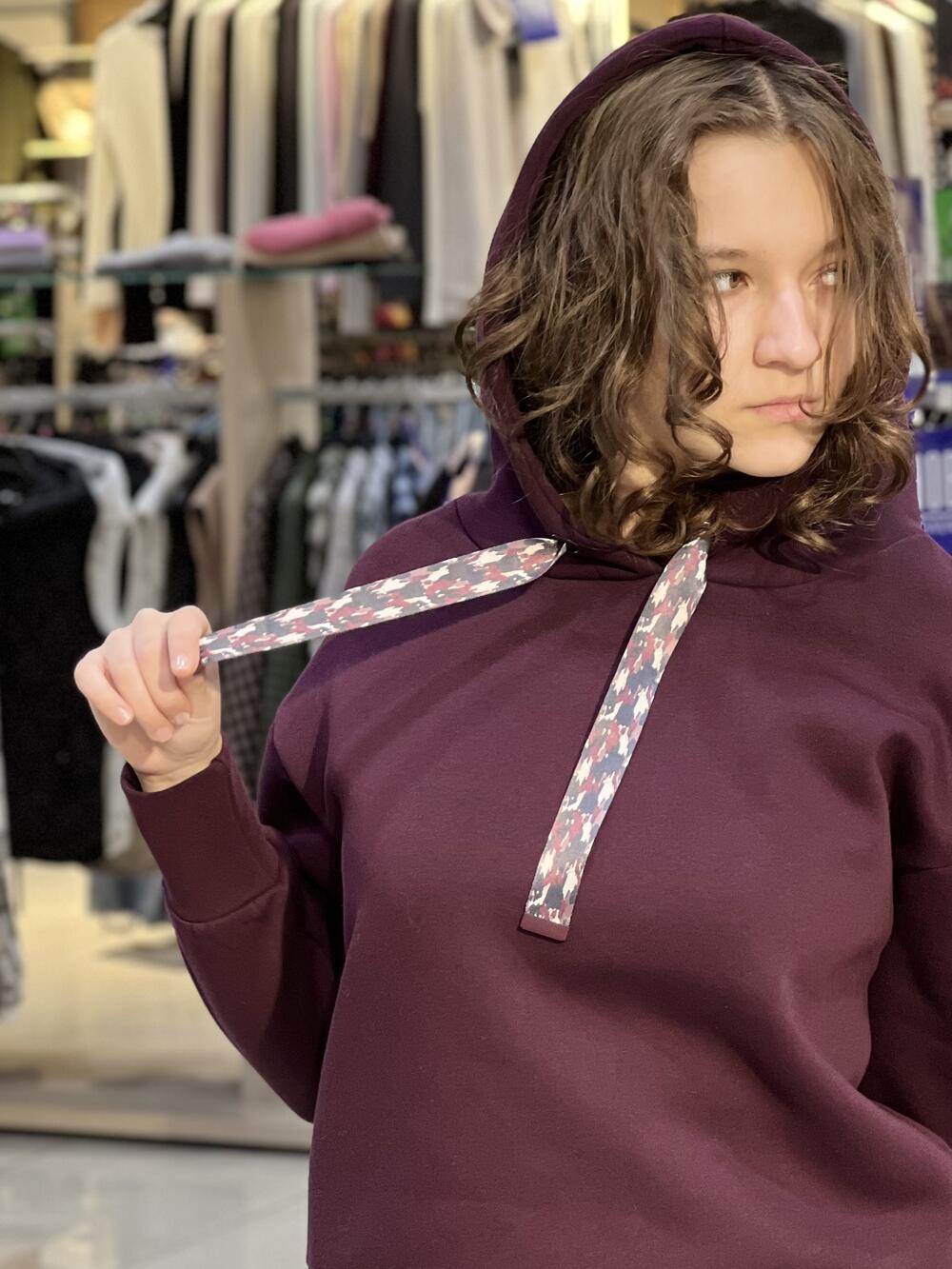 Світшот LP L01160 B-ROSI на футері кольорові стрічки інжир, M