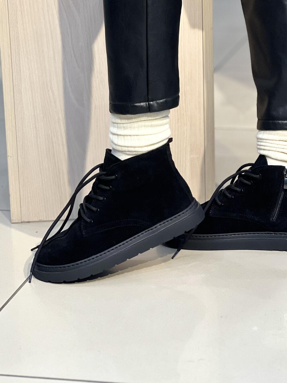 Черевики LP 705325 замша на шнурках чорний, 38