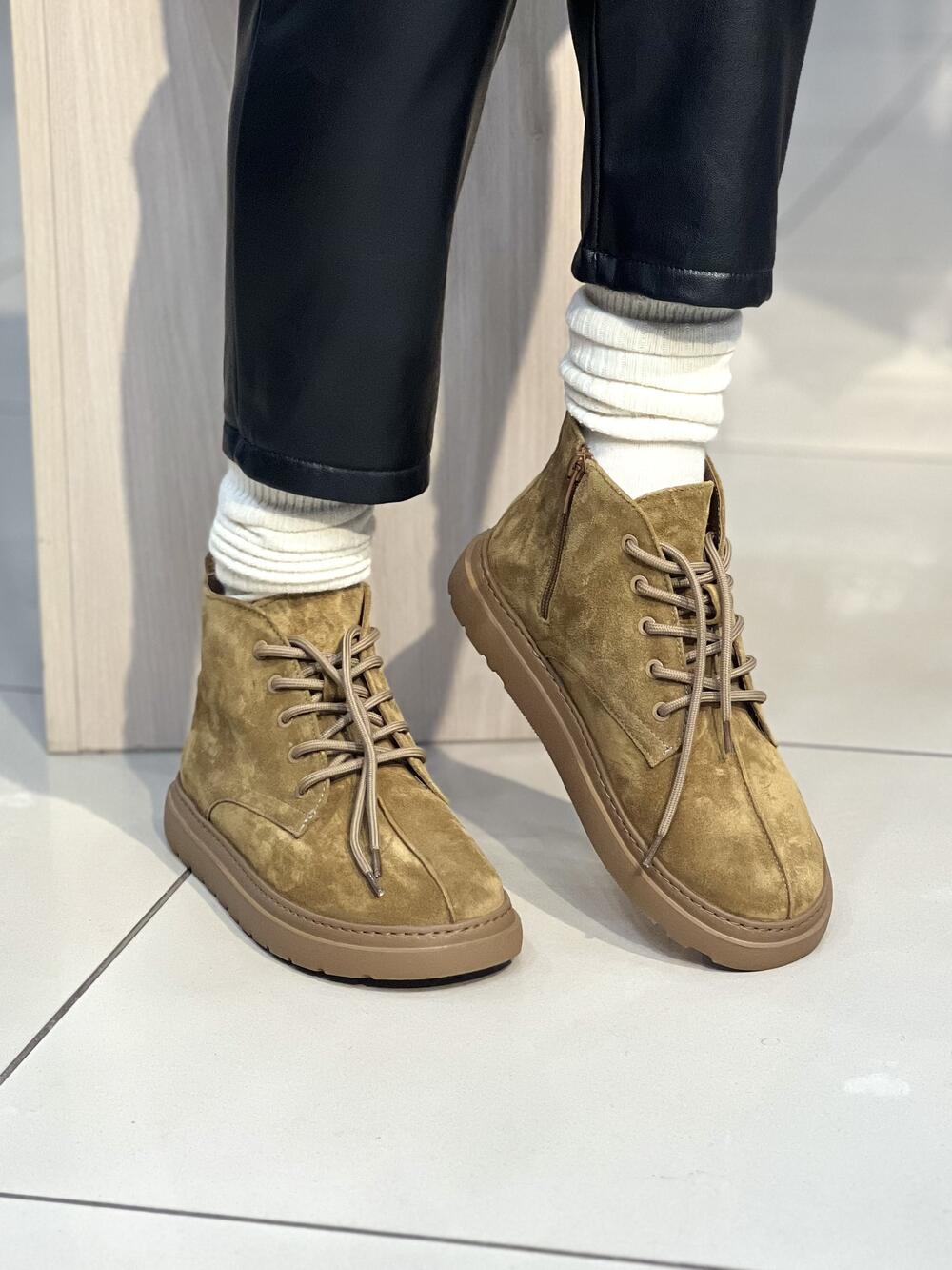 Черевики LP 705325 замша на шнурках віскі, 38