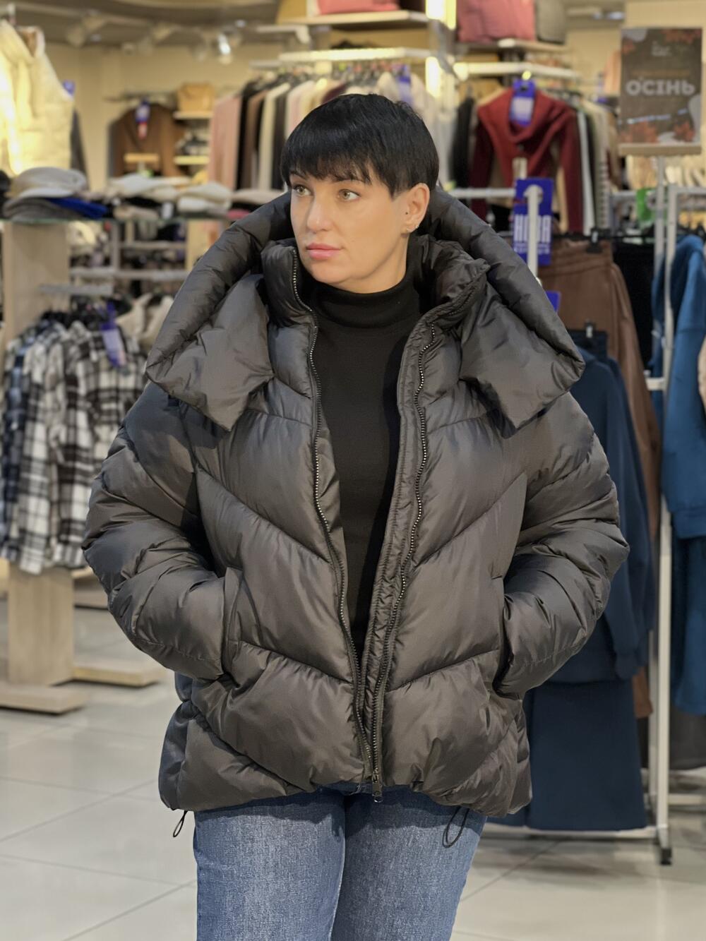 Куртка LP 080101 пуховик з капюшоном чорний, S