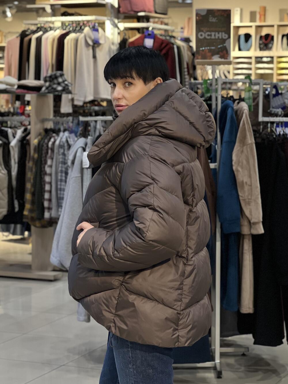 Куртка LP 080101 пуховик з капюшоном шоколад, S