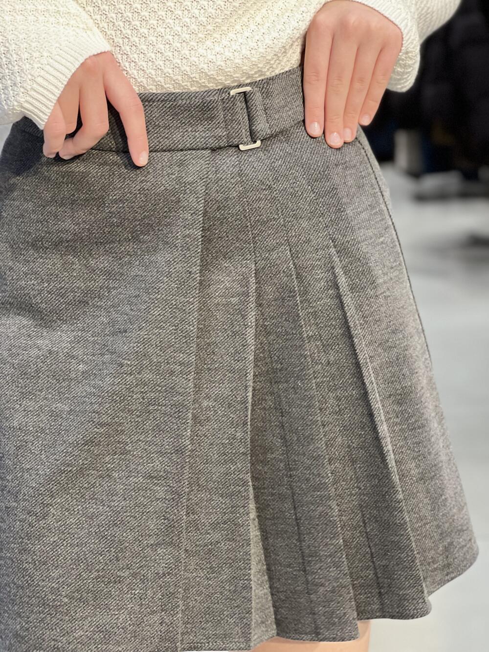 Спідниця LP 1464 коротка кашемір діагональ графіт, 36-42