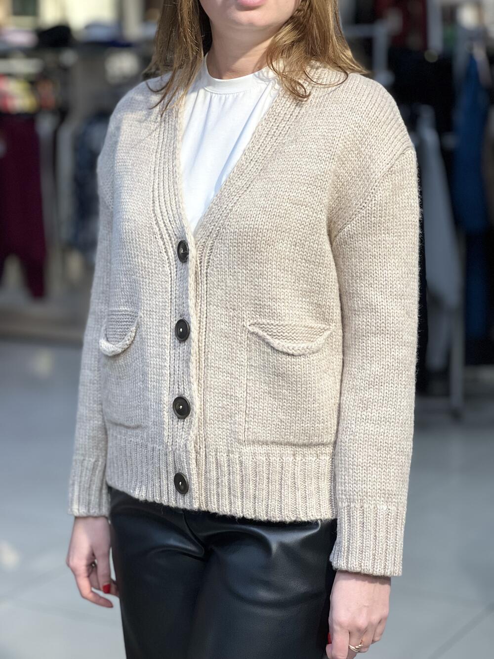 Кардиган LP 2893 з кишенями льон, 46-48