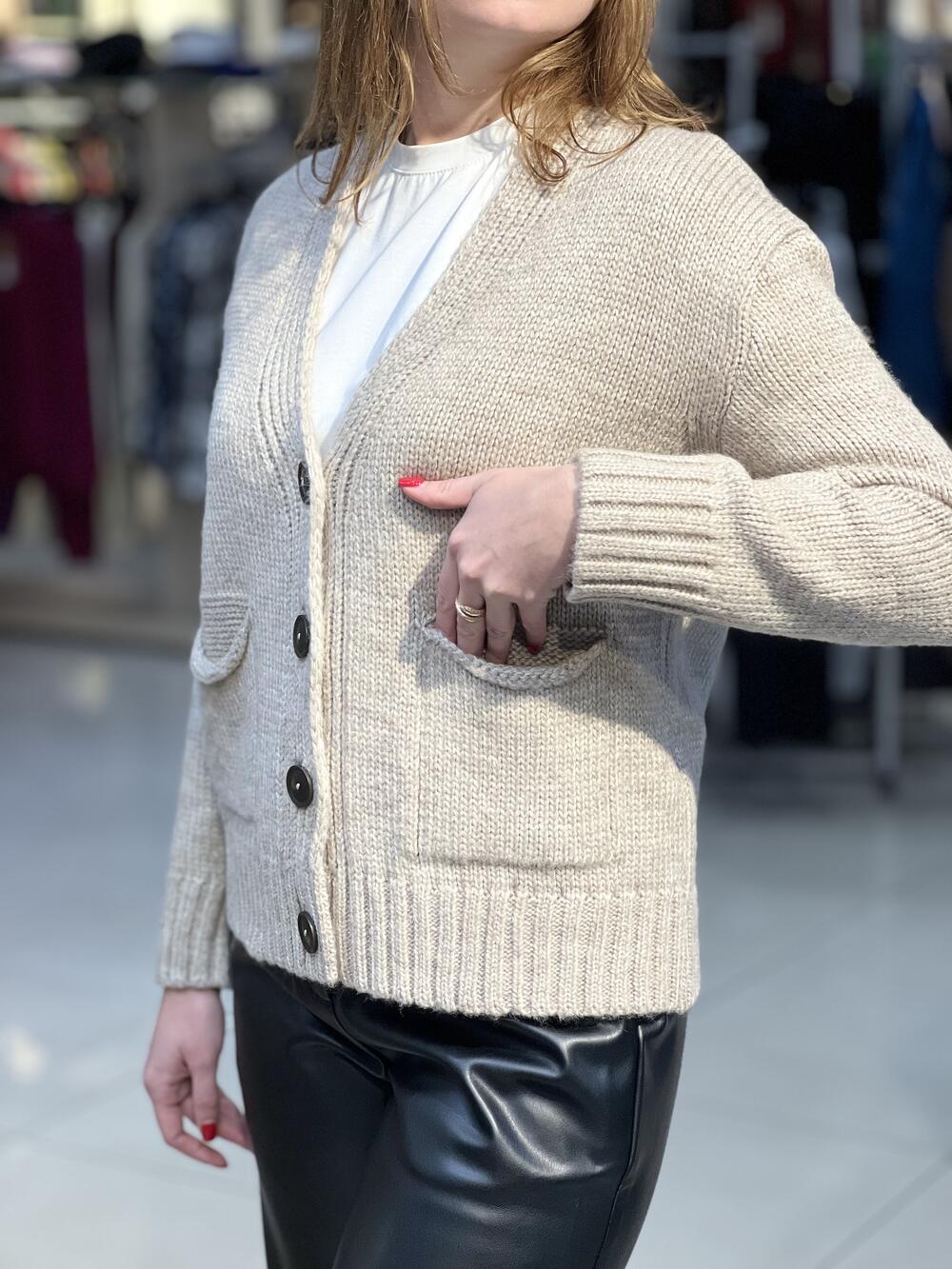 Кардиган LP 2893 з кишенями льон, 42-44