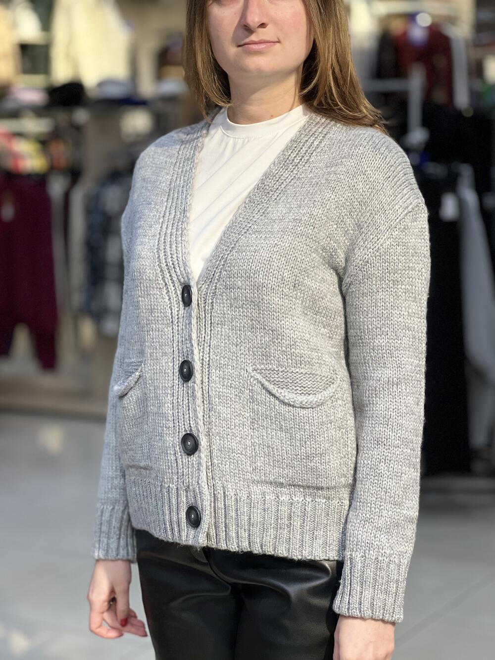 Кардиган LP 2893 з кишенями сірий, 42-44