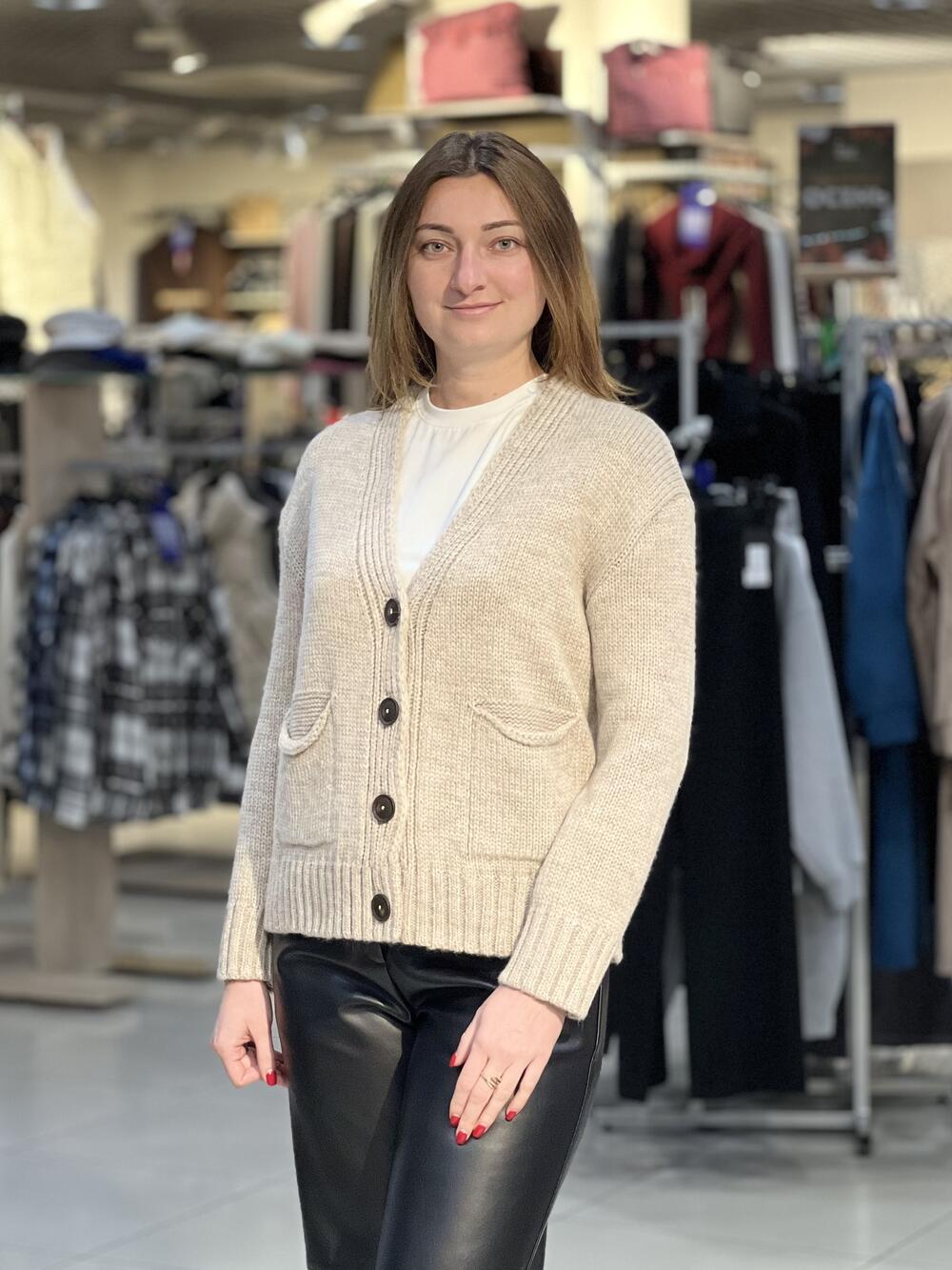 Кардиган LP 2893 з кишенями льон, 42-44