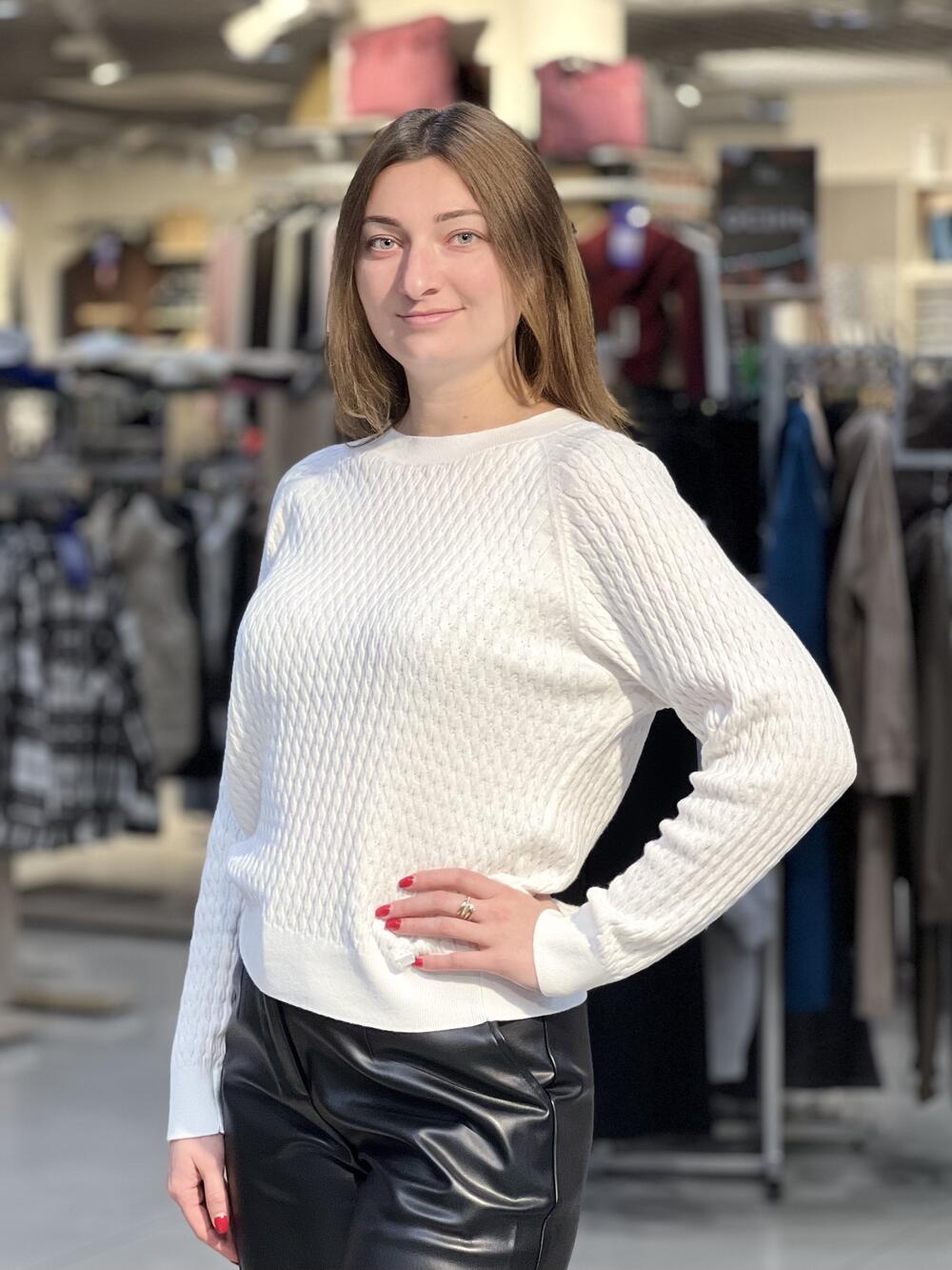 Джемпер LP L03226 S-KAMA короткий реглан косичка білий, L