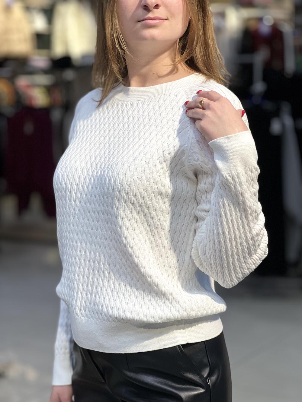 Джемпер LP L03226 S-KAMA короткий реглан косичка білий, XL