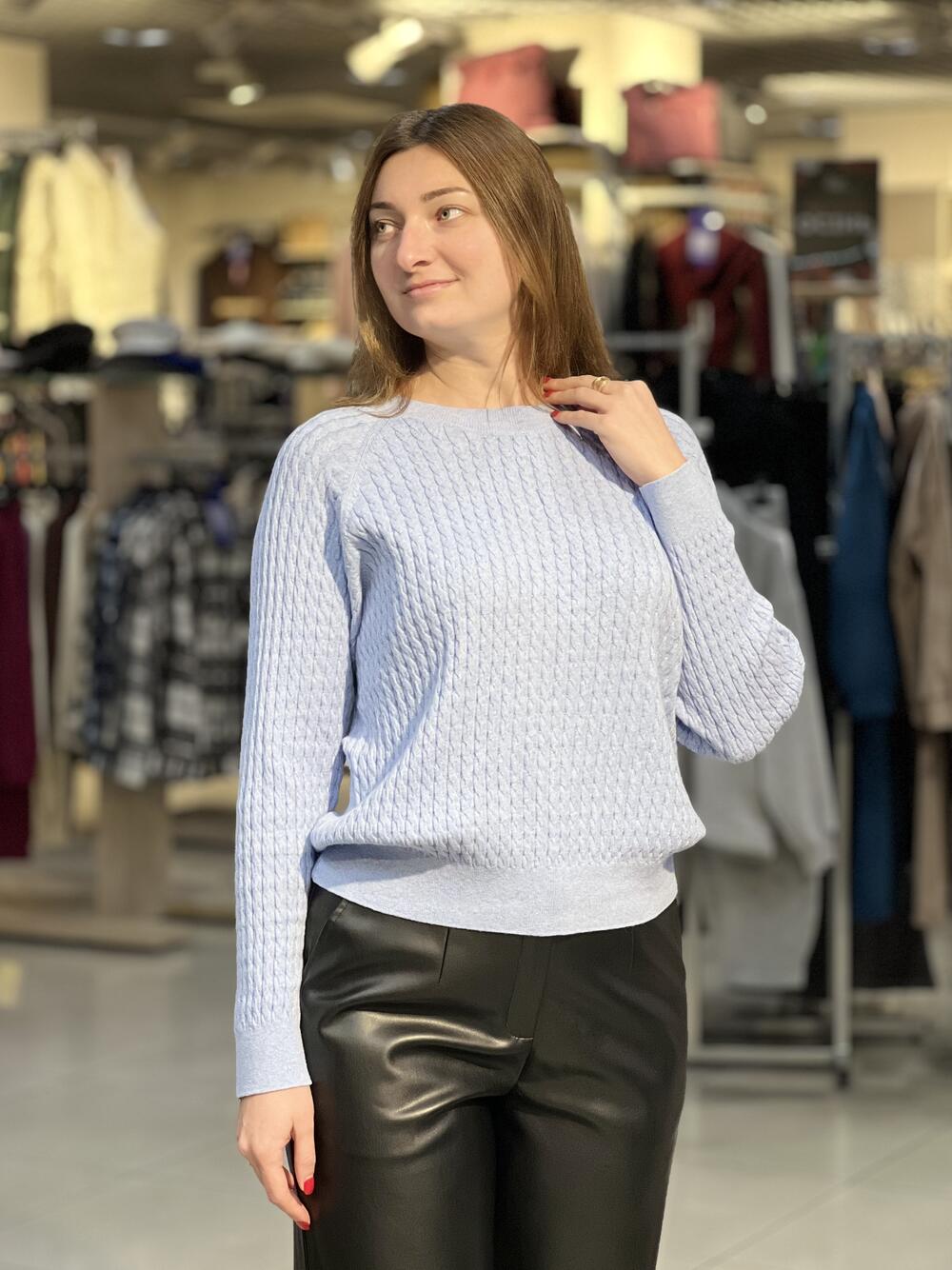 Джемпер LP L03226 S-KAMA короткий реглан косичка блакитний, L