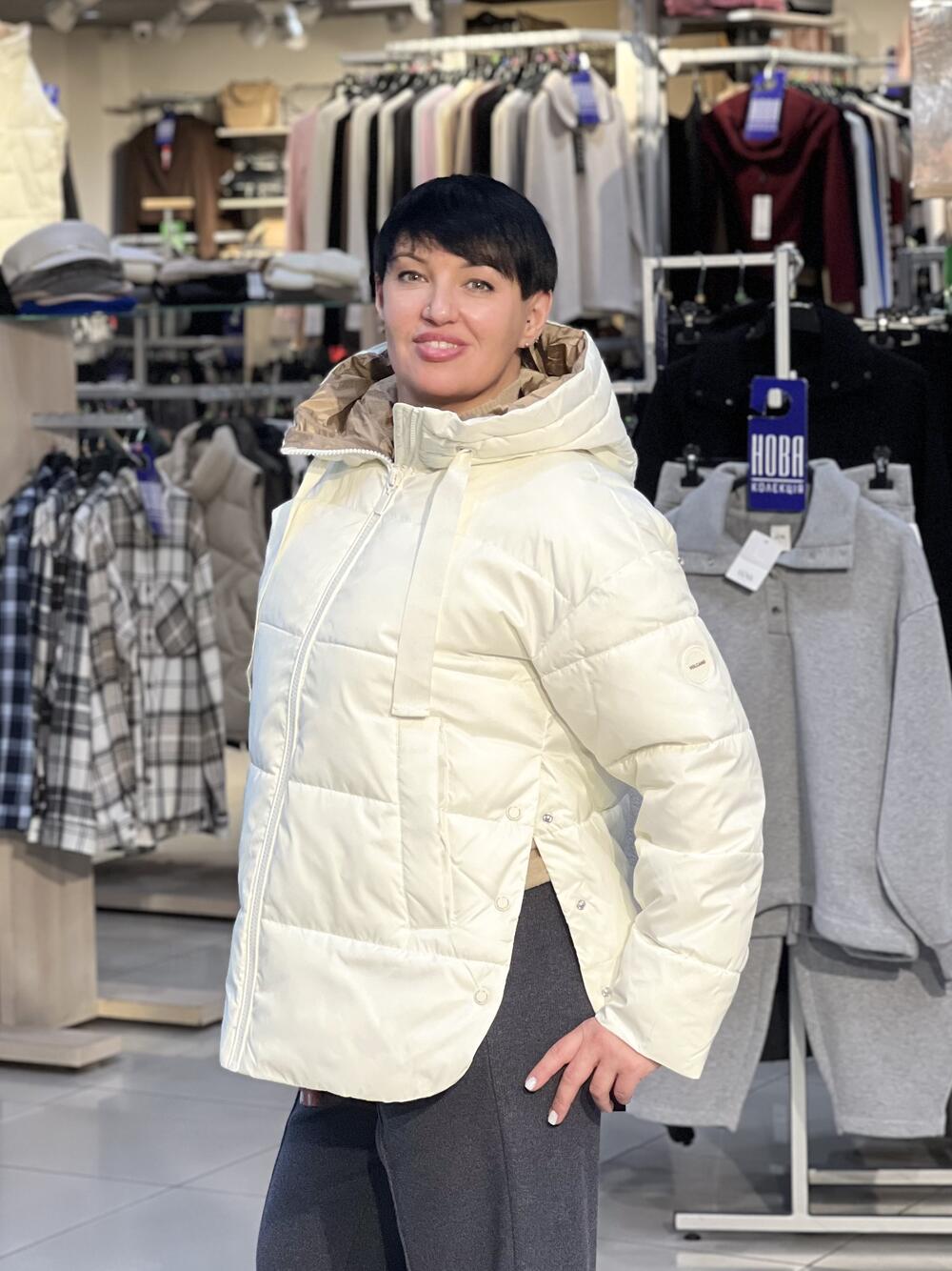 Куртка-пуховик LP L06055 J-LAVEO стьобана молочний, L