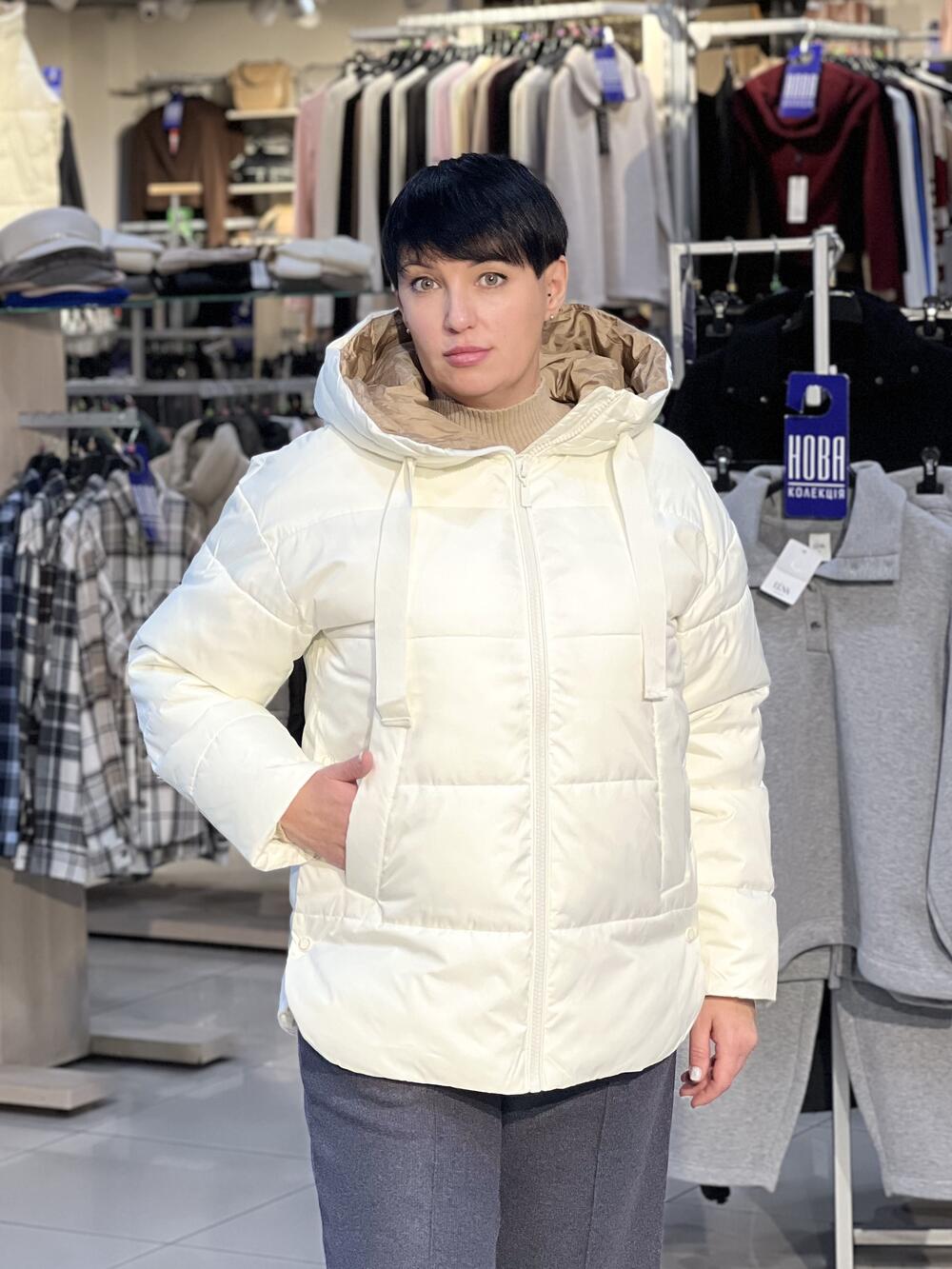 Куртка-пуховик LP L06055 J-LAVEO стьобана молочний, XL