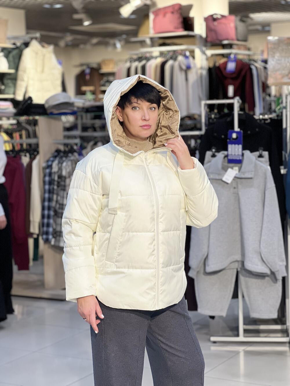 Куртка-пуховик LP L06055 J-LAVEO стьобана молочний, XL