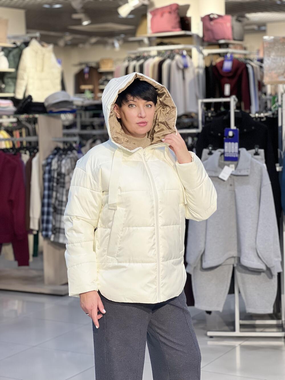 Куртка-пуховик LP L06055 J-LAVEO стьобана молочний, XS