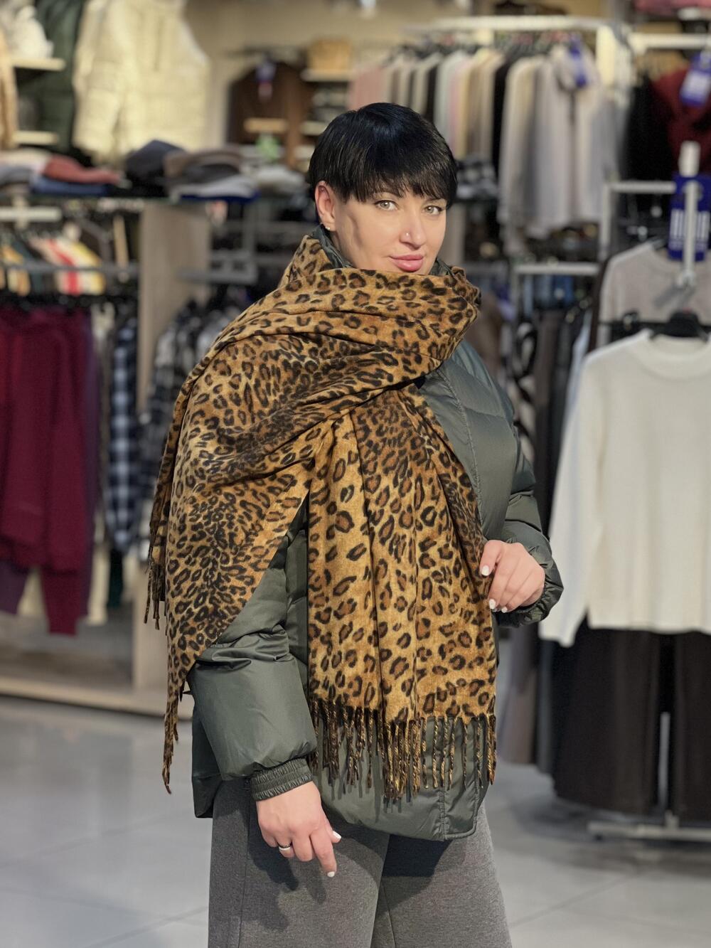 Палантин ЛЕО NEW кашемір принт леопард 