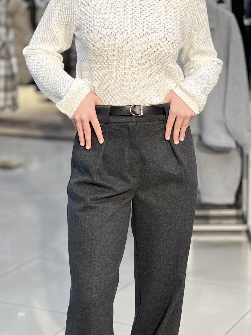 Брюки LP 9125 прямого крою кашемір сірий ялинка, 42-48