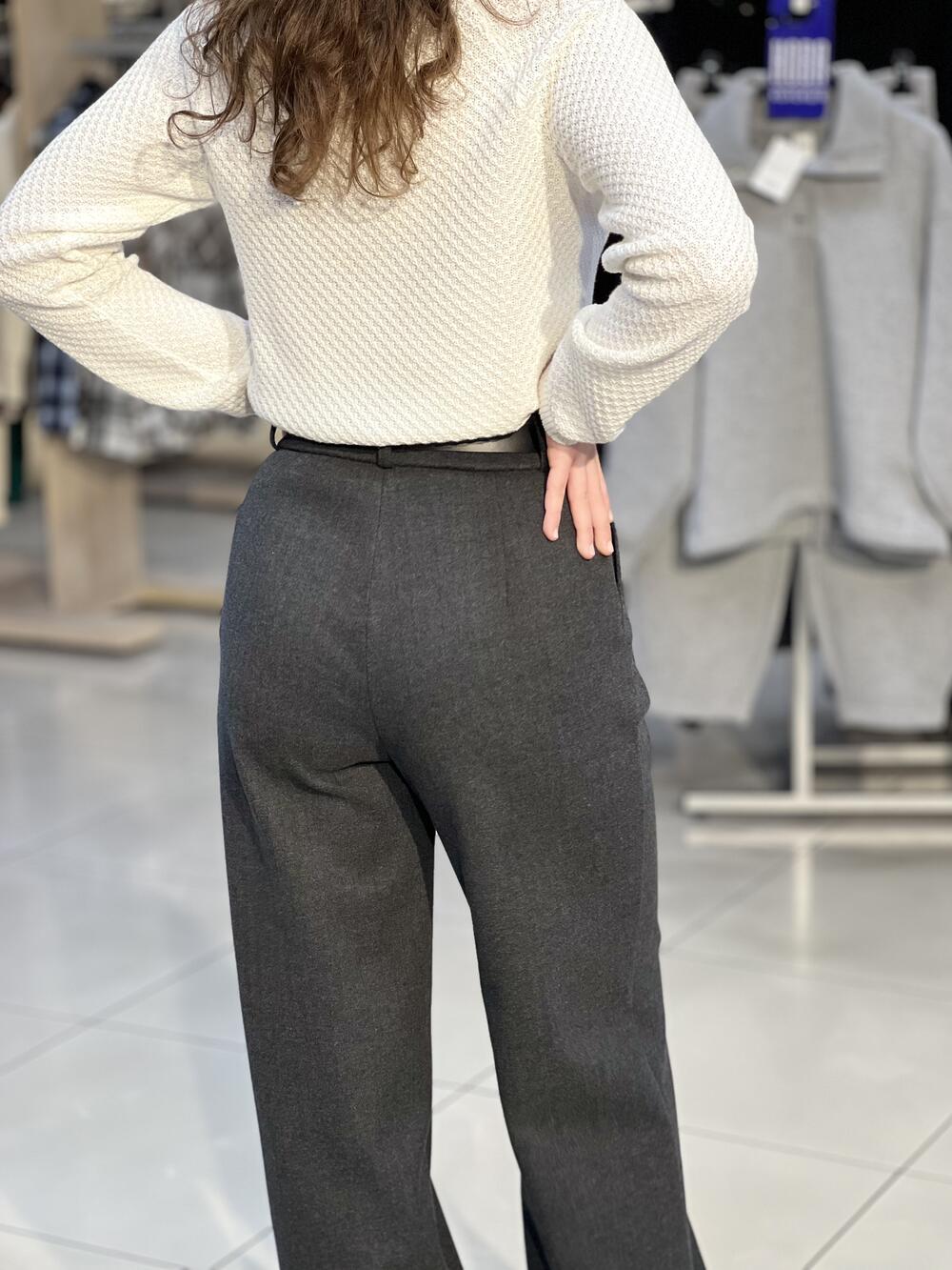 Брюки LP 9125 прямого крою кашемір сірий ялинка, 36-42