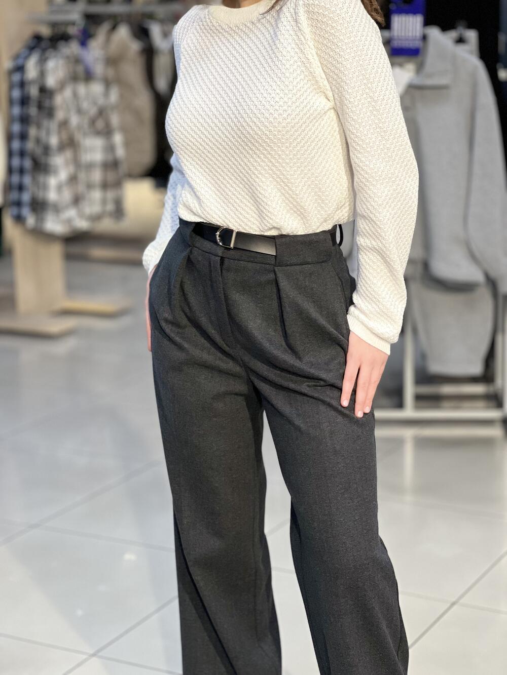 Брюки LP 9125 прямого крою кашемір сірий ялинка, 36-42