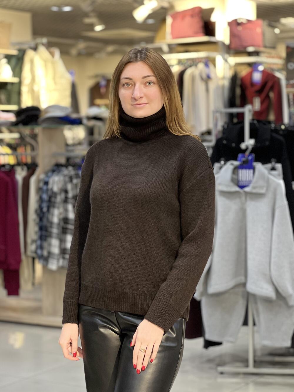 Светр LM 2801 з горловиною шоколад, 50-52