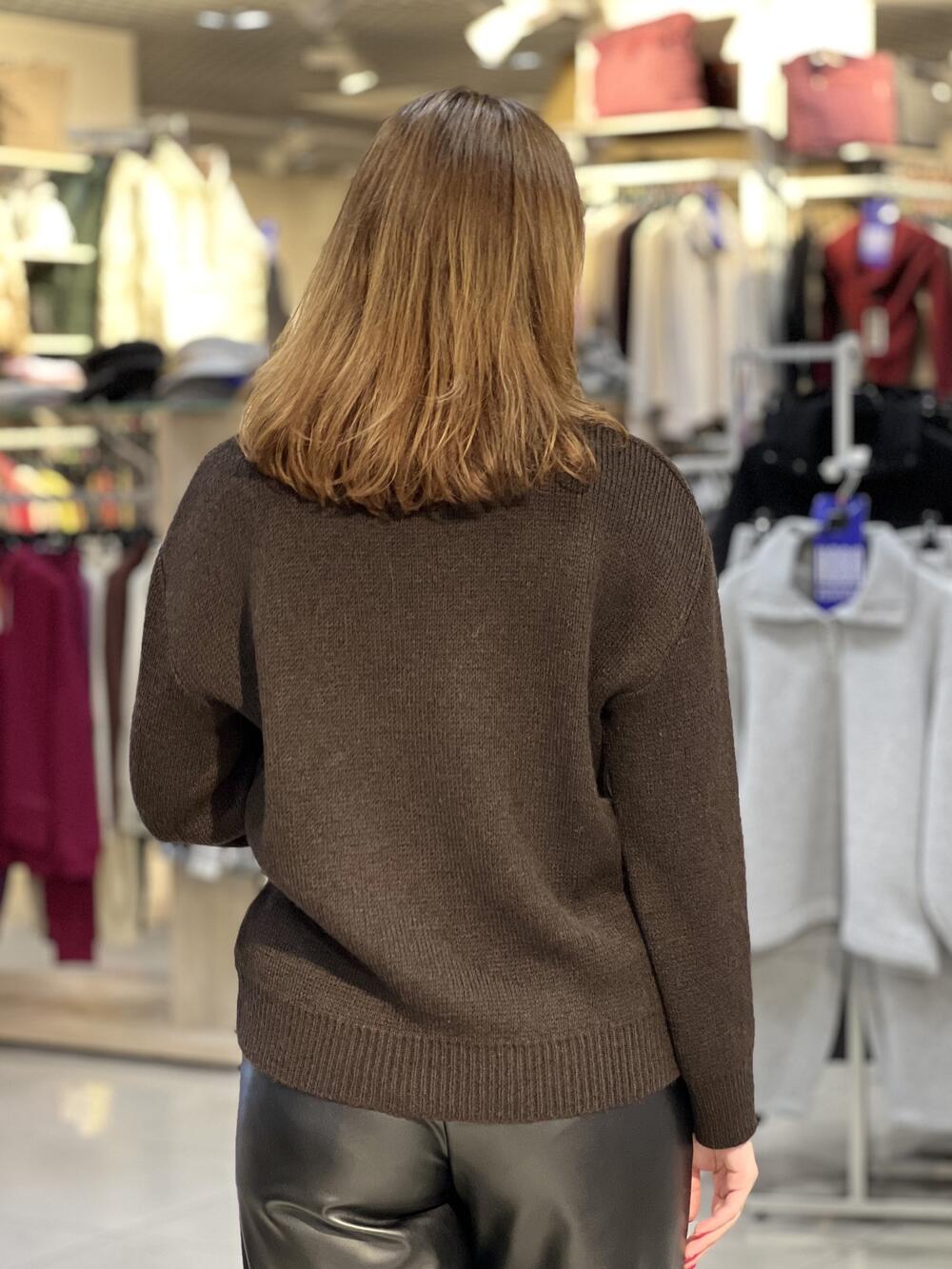 Светр LM 2801 з горловиною шоколад, 50-52