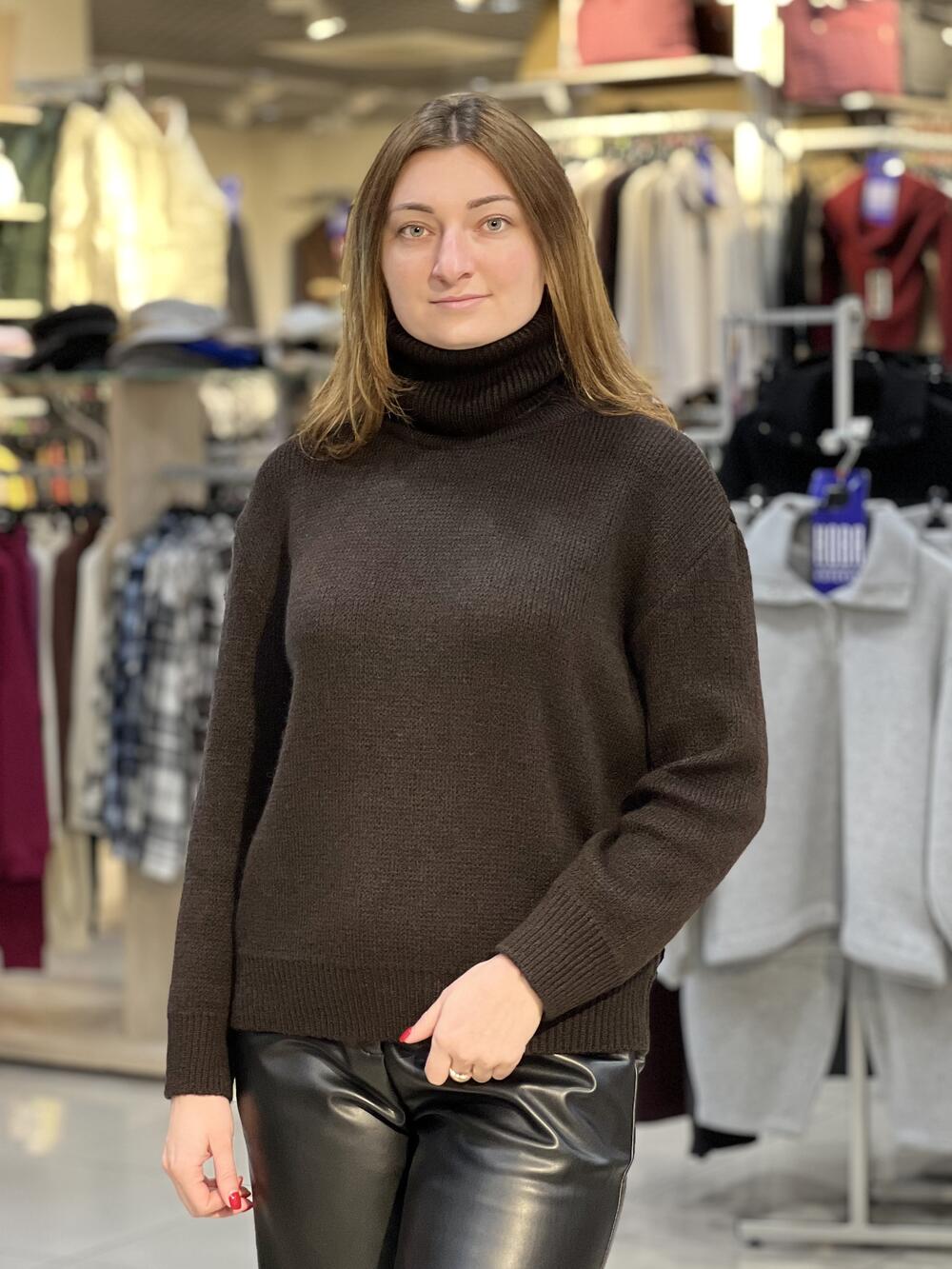 Светр LM 2801 з горловиною шоколад, 50-52