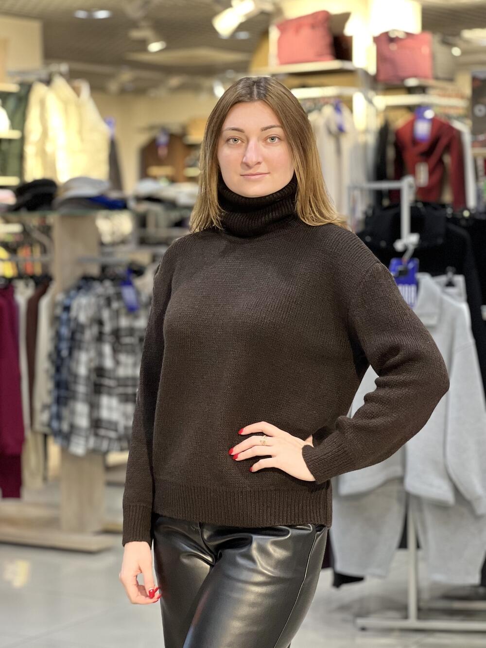 Светр LM 2801 з горловиною шоколад, 50-52