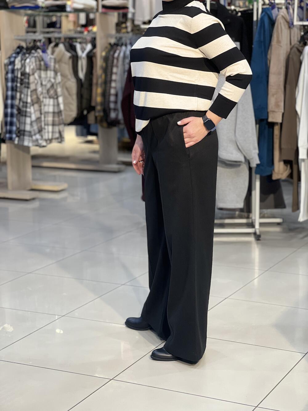 Брюки LP SIM №8 палаццо кашемір чорний, 42/S