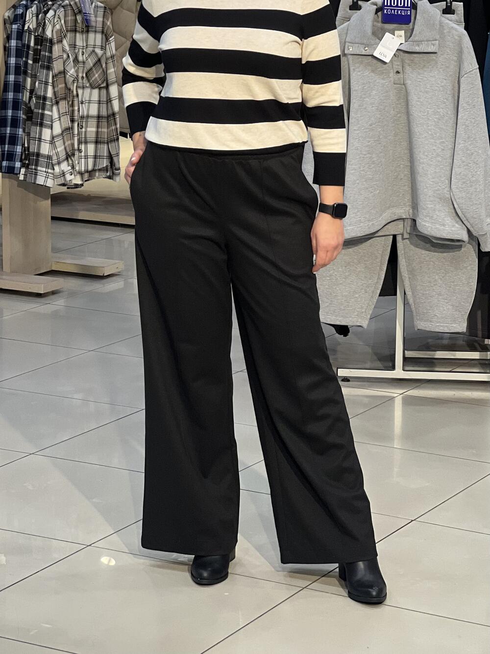 Брюки LP SIM №8 палаццо кашемір чорний, 44/M