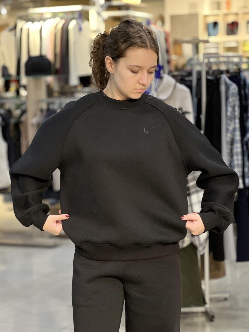 Світшот LP LC044s реглан декоративний шов чорний, M