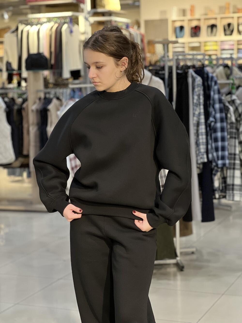 Світшот LP LC044s реглан декоративний шов чорний, XS