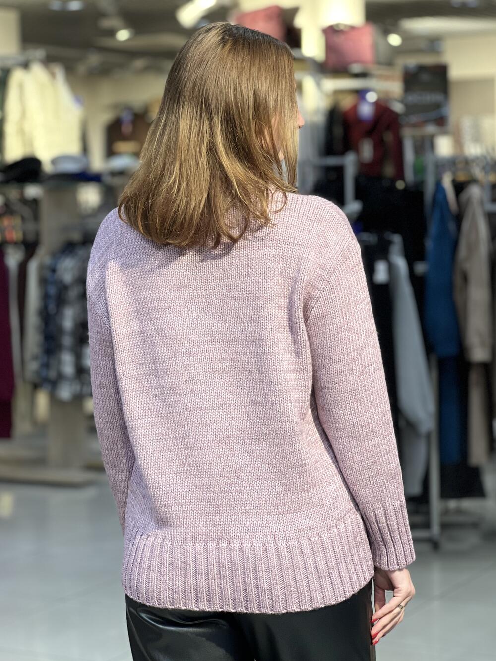 Светр LP 2846 подовжений вільна горловина ліловий, 42-44