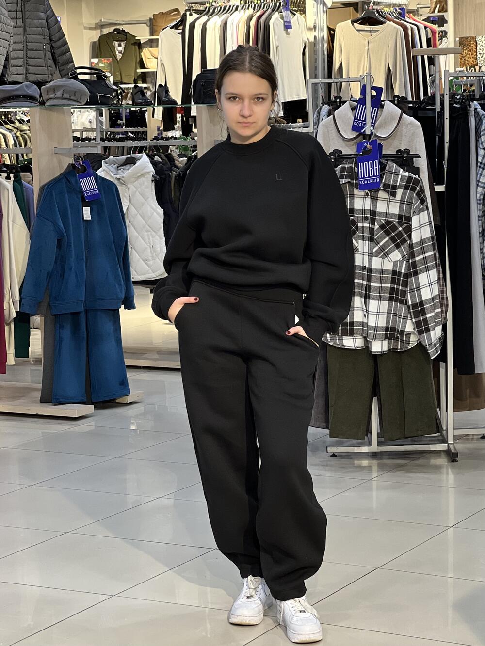 Світшот LP LC044s реглан декоративний шов чорний, XS