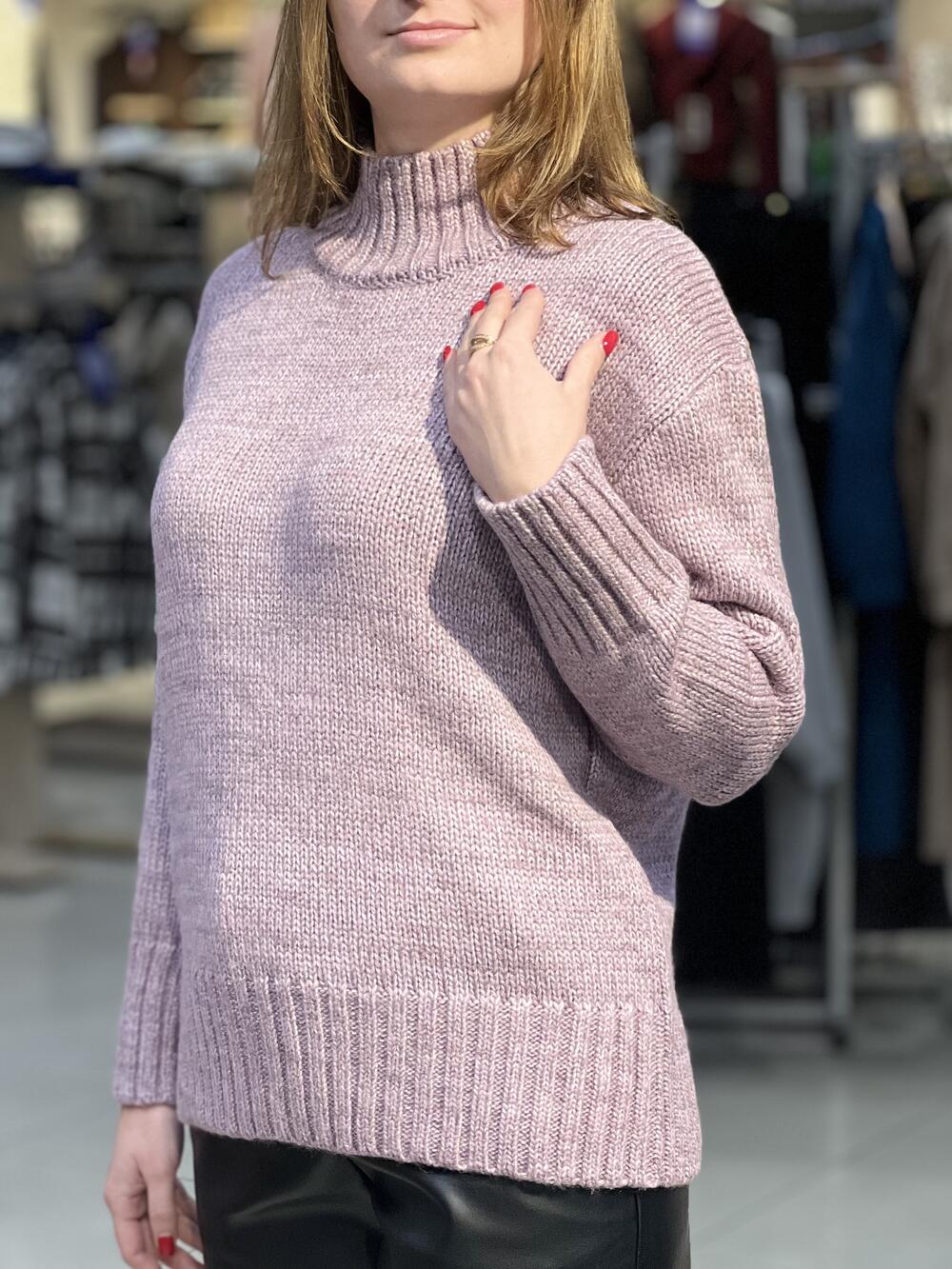 Светр LP 2846 подовжений вільна горловина ліловий, 42-44